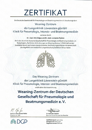Zertifikate & Auszeichnungen: Weaningzentrum DGP